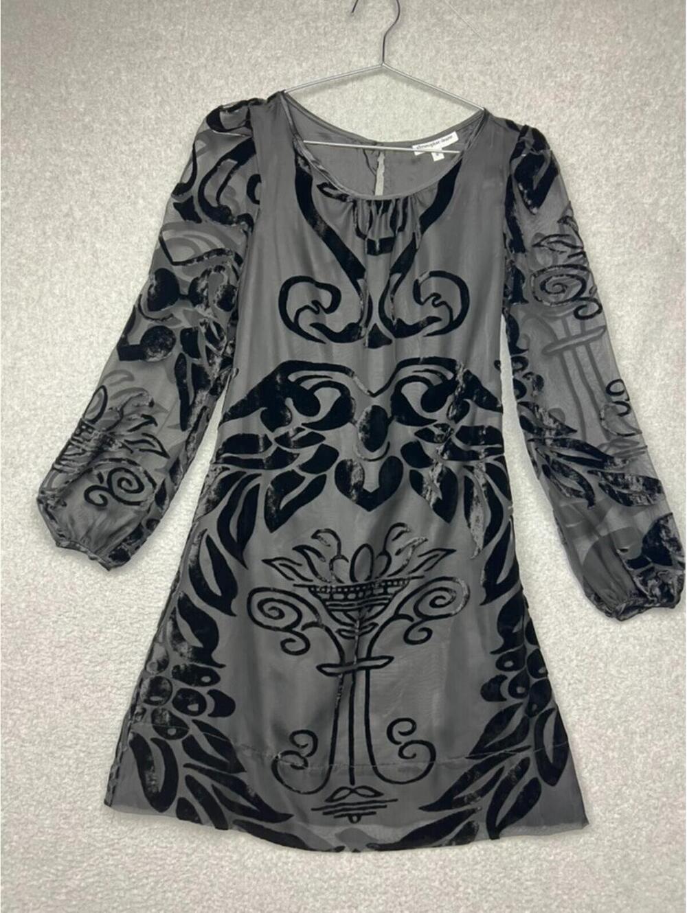 Christopher Deane Velvet Burnout Devore Silk Lining Dress 4 Y2K Whimsigoth Goth